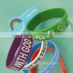 Custom Logo /Size Rainbow Silicone Wristbands thumbnail-4