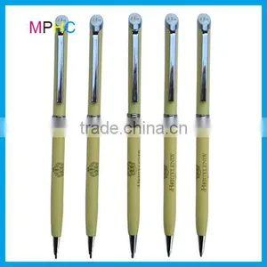 Popular Promotional Slim Thin Cross Hotel Used Metal Ball Pen With Epoxy Logo thumbnail-2