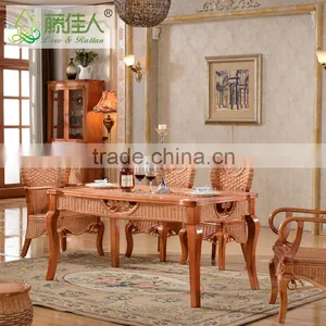2015 China Antique Nature Rattan Cane Webbing Dinning Room Table Chair Set Furniture Set thumbnail-2