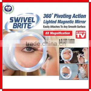TRAVEL MAKEUP MIRROR WITH LED LIGHTS Swivel Brite Cosmetic 5x Magnifying Glass Quality Choice thumbnail-1
