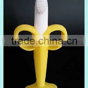 OEM Stand up Banana Shape Baby Silicone Teether Pacifier Baby Teether Brush Quality Choice thumbnail-1