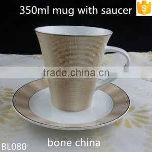 350ml Gloden Color Mug Cup and Saucer thumbnail-1