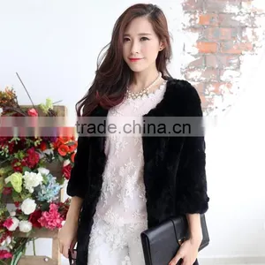 Women's Soft Long Rex Rabbit Fur Coat thumbnail-4