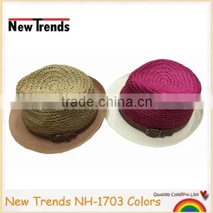 Funny Two Colors Patch Work Straw Bucket Hat thumbnail-1