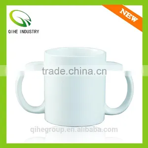 Hot Sale Coffee Hand Paintable Two Handle Ceramic Oversized Mug thumbnail-1