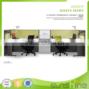 Office Desks for Two People White Table Aluminum Frame Panel Partition Metal Leg thumbnail-1