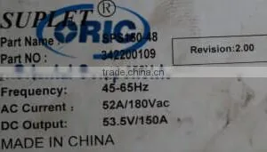 45-65HZ 52A/180VAC 53.5V/150A SUPLET SPS150-48 thumbnail-1