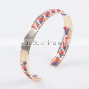 2016 Latest Men's And Women Stainless Steel Silver Plated Cable Bangle Bracelets Set thumbnail-6
