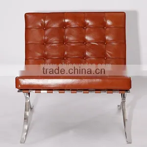 European Style Premium Aniline and Italian Leather Barcelona Lounge Chair thumbnail-2