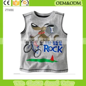 Fashion Custom Infant 100%Cotton Sleeveless Raglan Baby Kids t Shirts Printing t Shirt Children's Clothes thumbnail-1