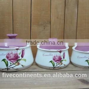 Purple Camellia Ceramic Storage Biscuit Jars, Storage Jars for Sauces thumbnail-1