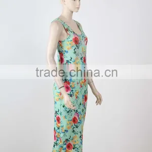 Fashion Design Evening Long Maxi Dress Women Sleeveless Floral Printed Dress Long thumbnail-2