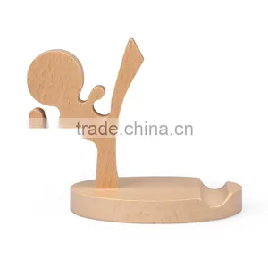 OCASE Lovely Creative Gift Item Mobile Phone Holder Natural Beech Wood Tablet Stand Model thumbnail-6