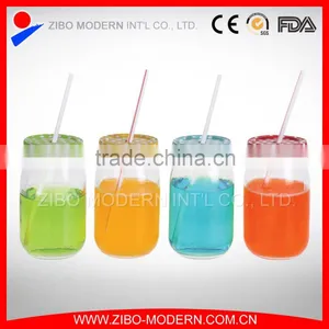 High Quality Juice Canister Custom Made Embossed 16oz Glass Mason Jar thumbnail-1