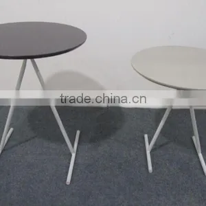 Small 3 Metal Legs Round Wood Side Table thumbnail-3
