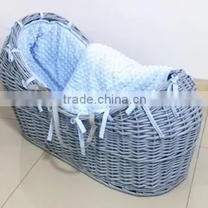 Silver Grey Wicker Moses Basket thumbnail-1