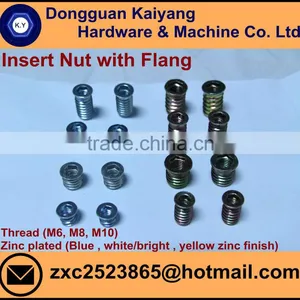 Insert Nut/ Insert Nut With Flange (for Wood); Bright(White)/Blue/Yellow Zinc Plated; Nuts and Bolts Size:M6, M8, M10 thumbnail-2