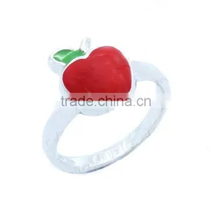 925 Ring Sterling Silver Jewelry New Fashion 2014 Enamel Apple Ring thumbnail-2