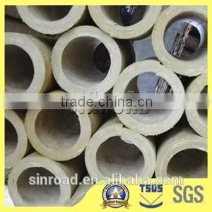 Materials Construction Water Insulated 80kg/m3 Rock Wool Pipe / Tube Fireproof Insulation thumbnail-2