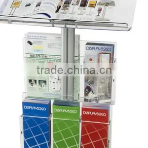 Church Pulpit Designs Acrylic Podium for Floor, Aluminum Pole & Base, 6 Brochure Pockets - Clear & Silver thumbnail-5