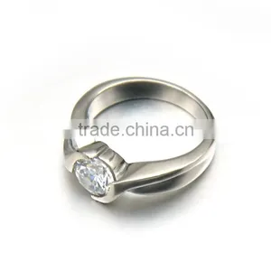 Wholesale High Quality Stainless Steel Women Silver Jewelry Shiny Diamond Ring Design thumbnail-2