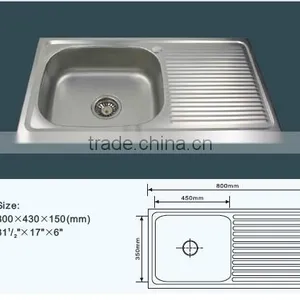 80x43cm Stainless Steel Kitchen Sink thumbnail-2