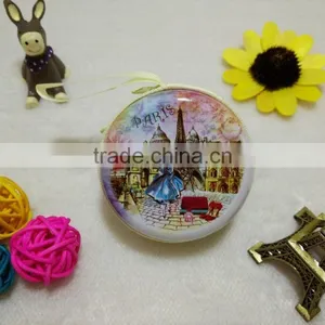 Fashion Paris Style Popular Round Zipper Tin Box Zipper Coin Purse thumbnail-5