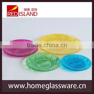 Vintage Green Glass Round Serving Plate Dish thumbnail-1