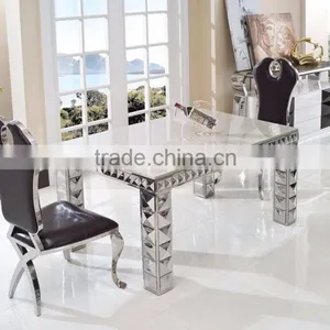 Modern Design Living Room Furniture Long-lasting Marble Top Stainless Steel Dining Table TH338 thumbnail-3