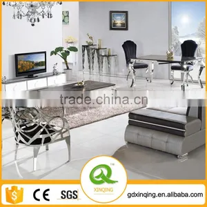 TH329 Black Marble Top Stainless Steel Metal Table thumbnail-1