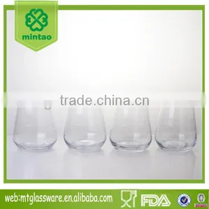 Clear Stemless Wine Glasses; Hand-made Glass Cup for Wine , Water and Juice; thumbnail-1