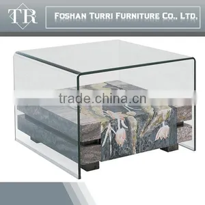 KD236C Fashion Marble Glass Coffee Table Sets Little Square Coffee Table thumbnail-2