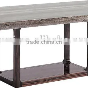 Luxury Austere Natural Marble Top Wooden Base Console Table thumbnail-2