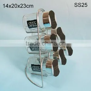 6 Pcs Clear Glass Spice Container Set thumbnail-1