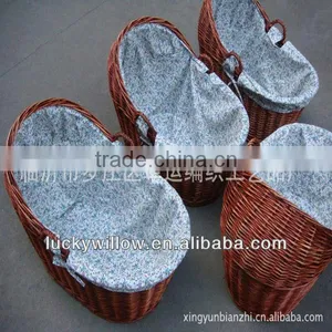 Different Sizes Willow Baby Basket With Liner & Handle thumbnail-1