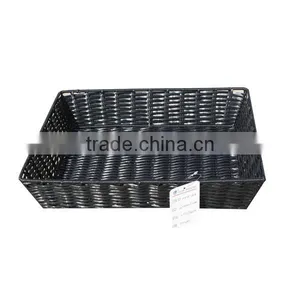 Black Cheap Wholesale Fruit Storage Plastic Rattan Basket thumbnail-1
