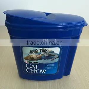 Plastic Cat Dog Pet Food Storage Bucket Food Container With Flip Lid thumbnail-1