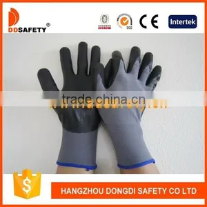 DDSAFETY 2017 Nitrile Coated Working Glove Grey Nylon With Black Ultra Thin Foam Nitrile Dip On Palm Finger thumbnail-1