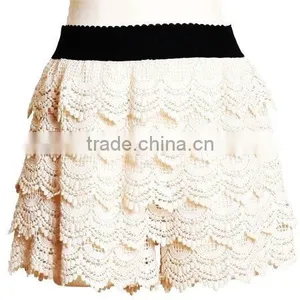 Custom Stretch Lace Short Pants Ivory Lace Shorts For Women Summer thumbnail-1
