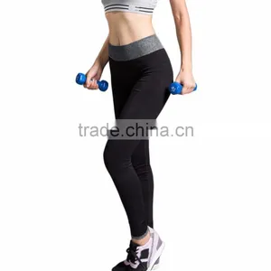 Awesome Design Gym Pants Ladies Yoga Pants With Contrast Color Waistband thumbnail-1