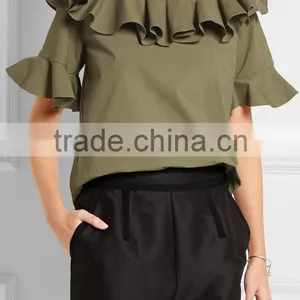 Pictures of Girls Cotton Tops 2016 Neck Design Fashion Crop Top HST3762 thumbnail-1