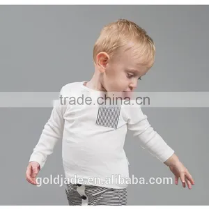Wholesale Soft Cotton 0-2years Infant Toddler Shirts Long Sleeve White T-shirt thumbnail-1