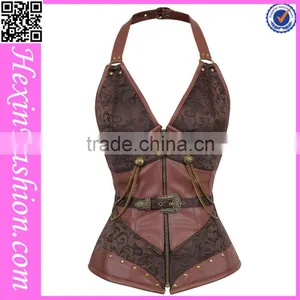 Brown Halter Neck 14 Steel Boned Sexy Steampunk Corset Gothic Corset thumbnail-1