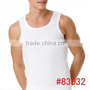 OEM Fashion Design Plain White Man Vest Tops for Sale Sexy Cotton Vest thumbnail-1