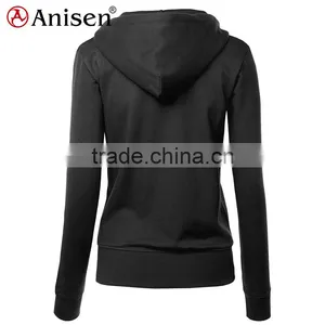 Oem Service 100% Cotton Slim Custom Women Zipper Hoodies thumbnail-6