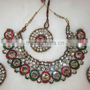 Patwa Beads CHOKER Necklace EARRING Set thumbnail-1