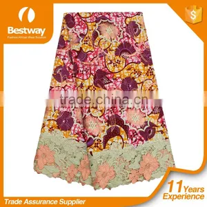 Bestway Hot Sale African Wax Prints Fabric BLW017-1 Peach Color 6 Yards thumbnail-1