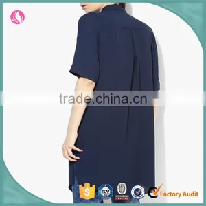 Woman Longline Latest Dress Shirt Design Blank Wholesale Dress Shirts thumbnail-2