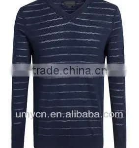 2014 Hot Sale Men's Horizontal Stripes Pattern Jacquard Pullover Sweater thumbnail-1