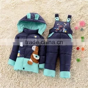 NEW 2015 Winter Children Clothing Sets Duck Down Jacket Sets Pants-jacket Hooded Baby Girls Winter Jacket & Coat Pony Pattern thumbnail-3